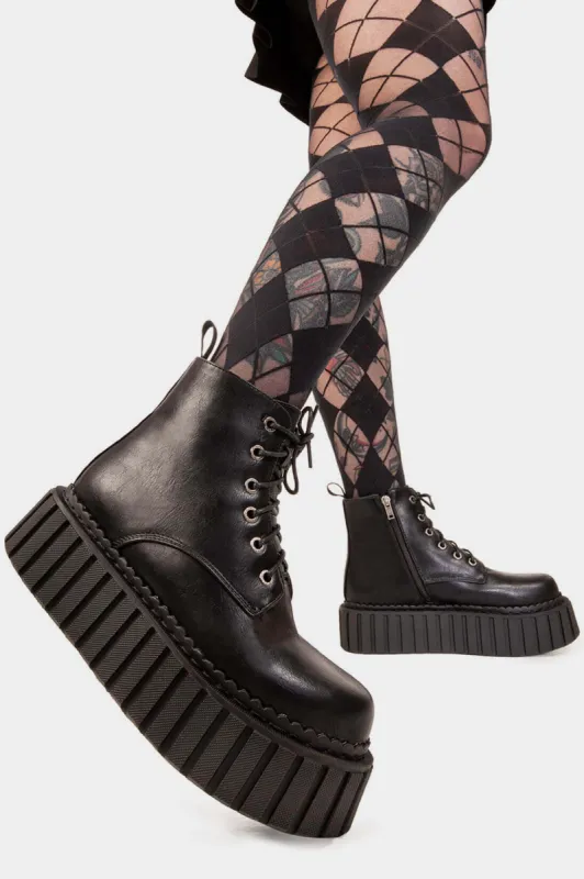 Lamoda Back 2 The Future Chunky Creeper Boots Black PU Platform Ankle sold by Lamoda