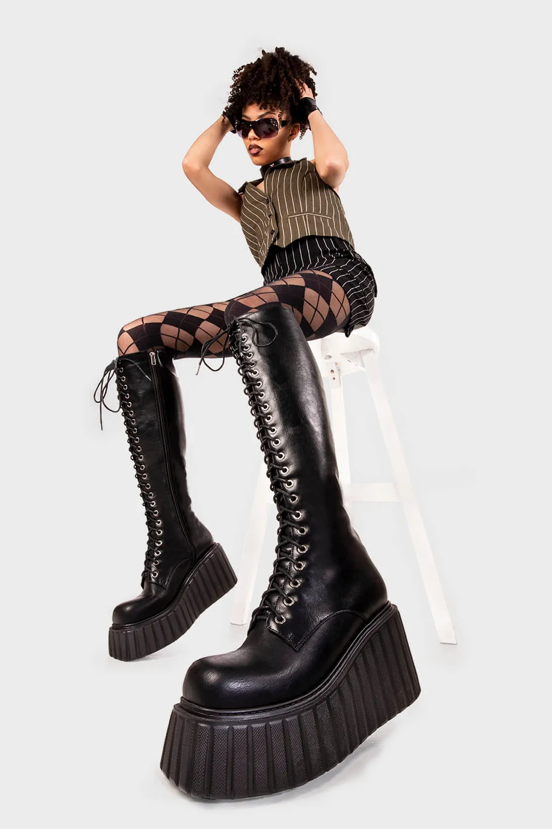 Important Chunky Creeper Platform Knee High Boots sold by Lamoda product image thumbnail 2