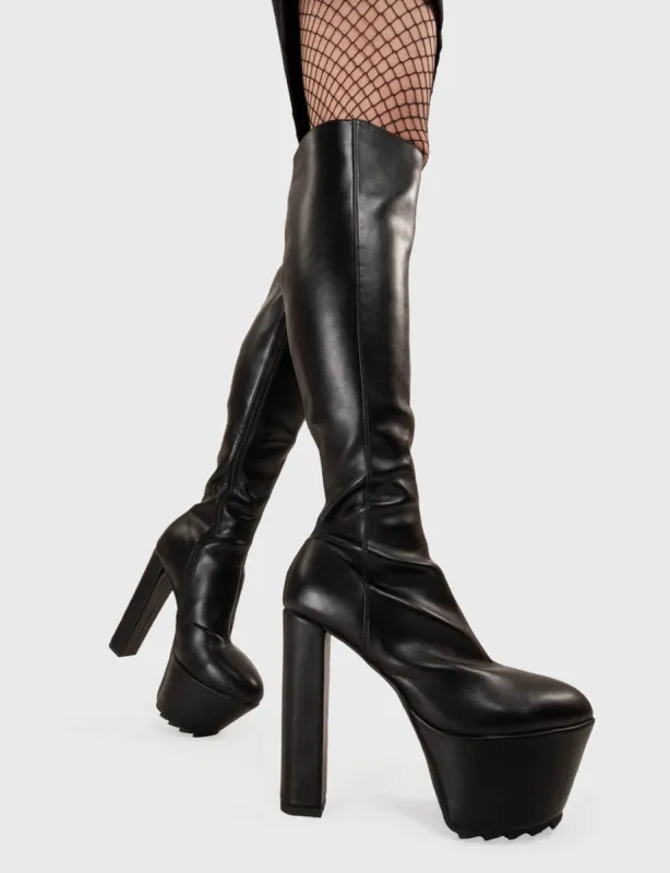 Can't Stand You Platform Knee High Boots sold by Lamoda