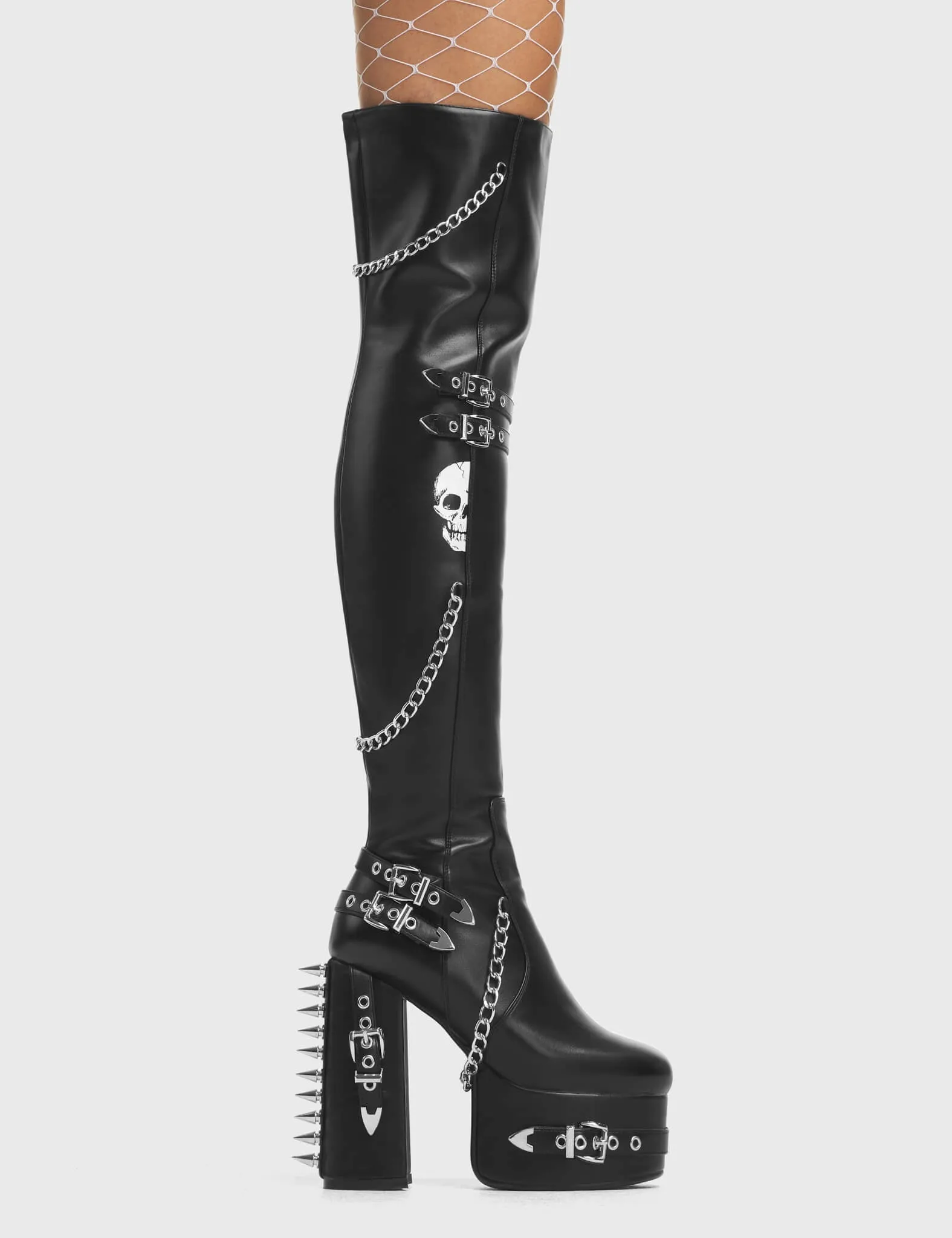 Lamoda Scream Thigh High Platform Boots Black PU Chunky Gothic Style sold by Lamoda