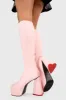 Lamoda Sweet Talker Pink PU Platform Knee High Boots Bold Fashion Statement sold by Lamoda