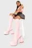 Lamoda Sweet Talker Pink PU Platform Knee High Boots Bold Fashion Statement sold by Lamoda