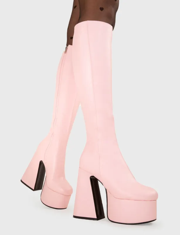 Hate You Wide Calf Platform Knee High Boots sold by Lamoda