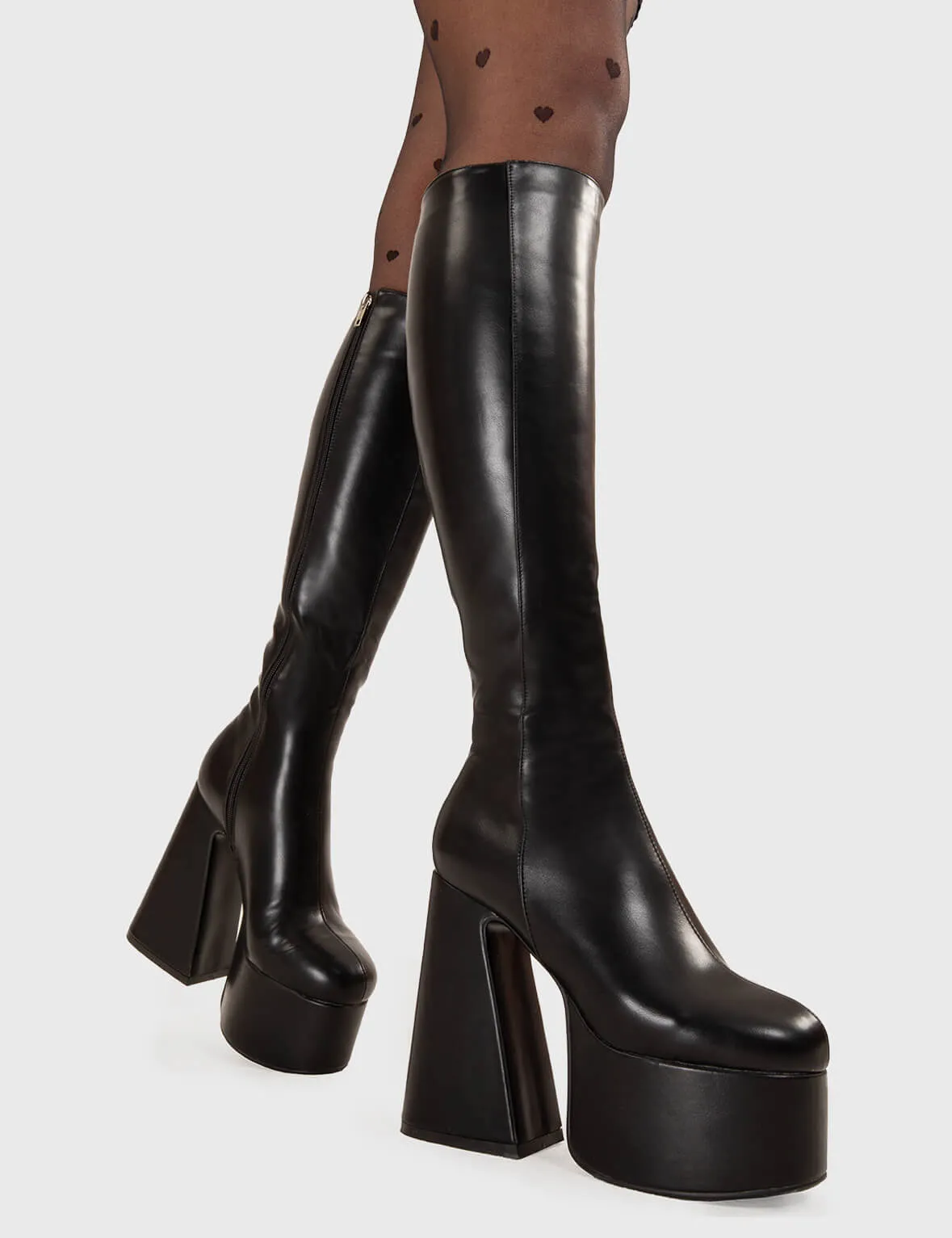 Hate You Wide Calf Platform Knee High Boots sold by Lamoda