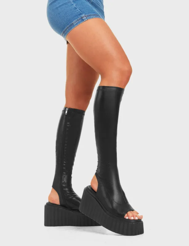 No Hard Feelings Chunky Platform Creeper Knee High Boots sold by Lamoda