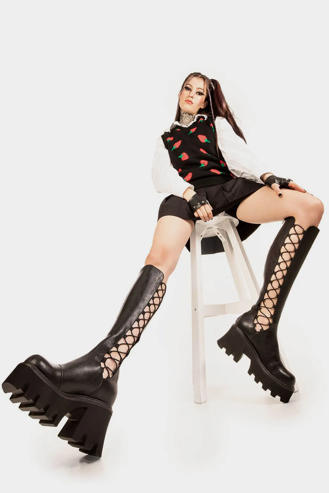Misery Business Chunky Platform Knee High Boots sold by Lamoda product image thumbnail 3