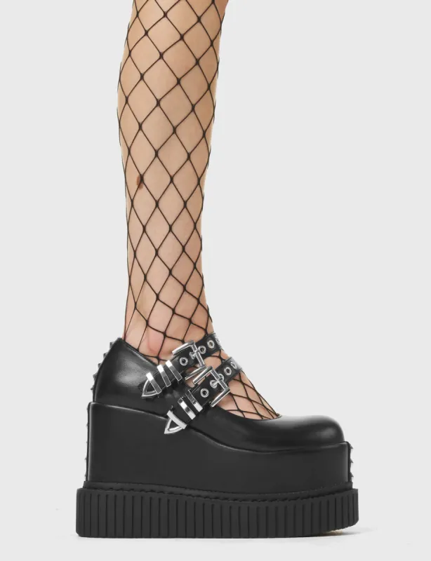 Lamoda Menace Black PU Chunky Platform Creeper Shoes Bold Stylish Footwear sold by Lamoda