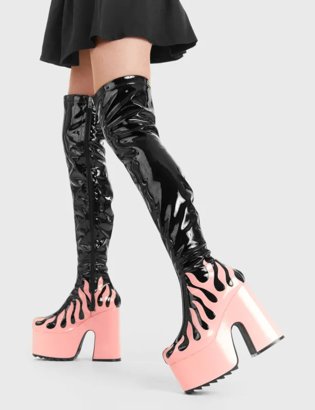 Light Up Platform Thigh High Boots sold by Lamoda
