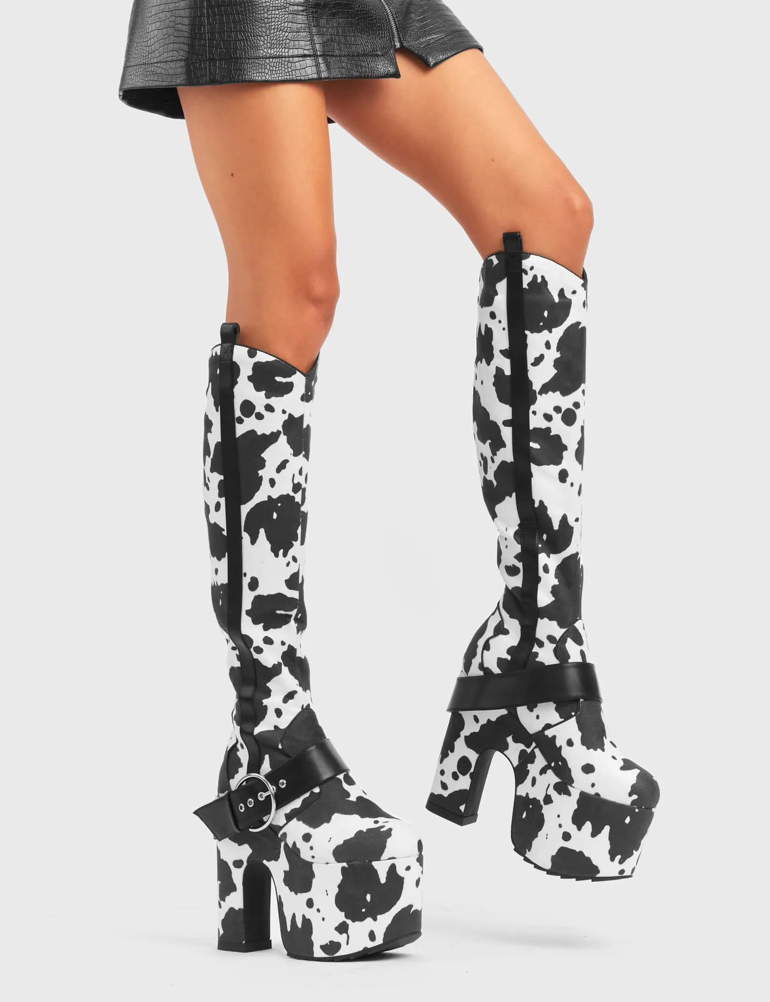 Rhinestone Cowboy Chunky Platform Knee High Boots sold by Lamoda