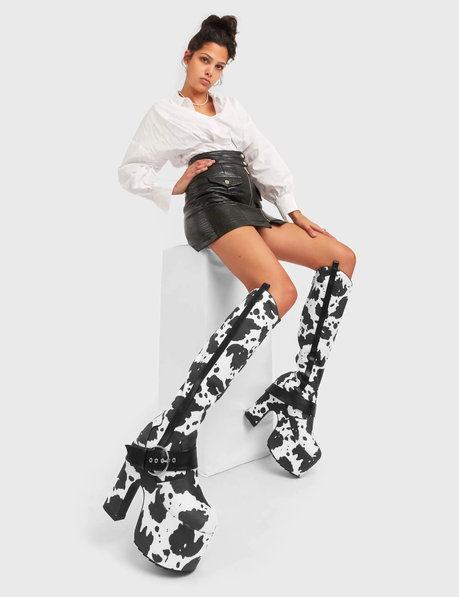 Rhinestone Cowboy Chunky Platform Knee High Boots sold by Lamoda product image thumbnail 2