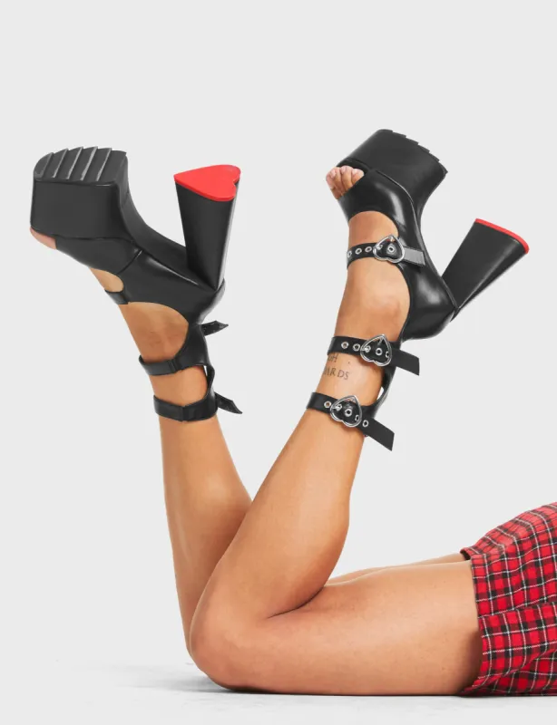 Lamoda Mystery Of Love BlackPU Platform Sandals Chic Summer Comfort Party sold by Lamoda