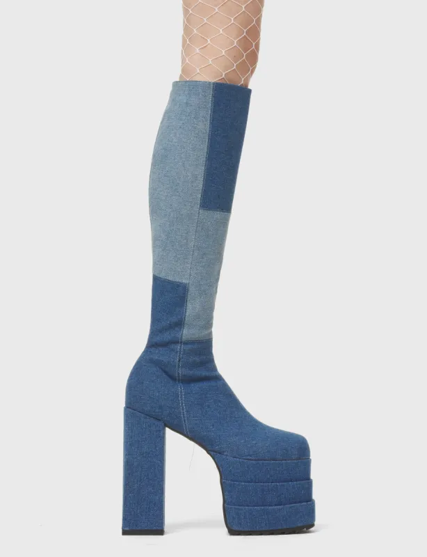 Talk Of The Town Platform Knee High Boots sold by Lamoda