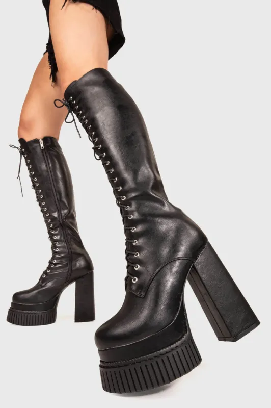 Moment Of Clarity Creeper Platform Knee High Boots sold by Lamoda