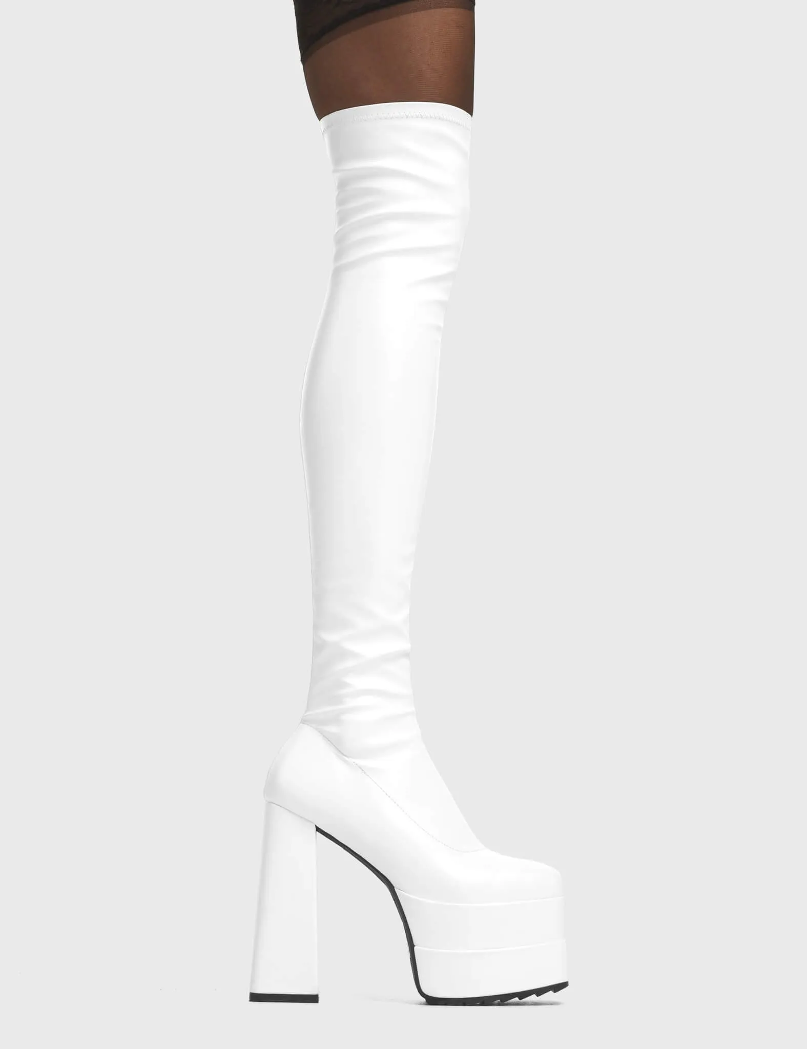 Lamoda Fantasies White PU Platform Thigh High Boots Stylish Streetwear sold by Lamoda