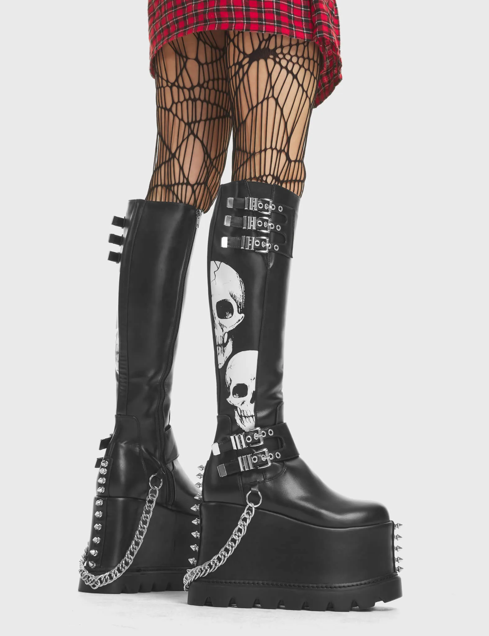 Lamoda A Cut Above Trendy Gothic Skull Platform Boots Black PU Edgy Street sold by Lamoda product image thumbnail 2