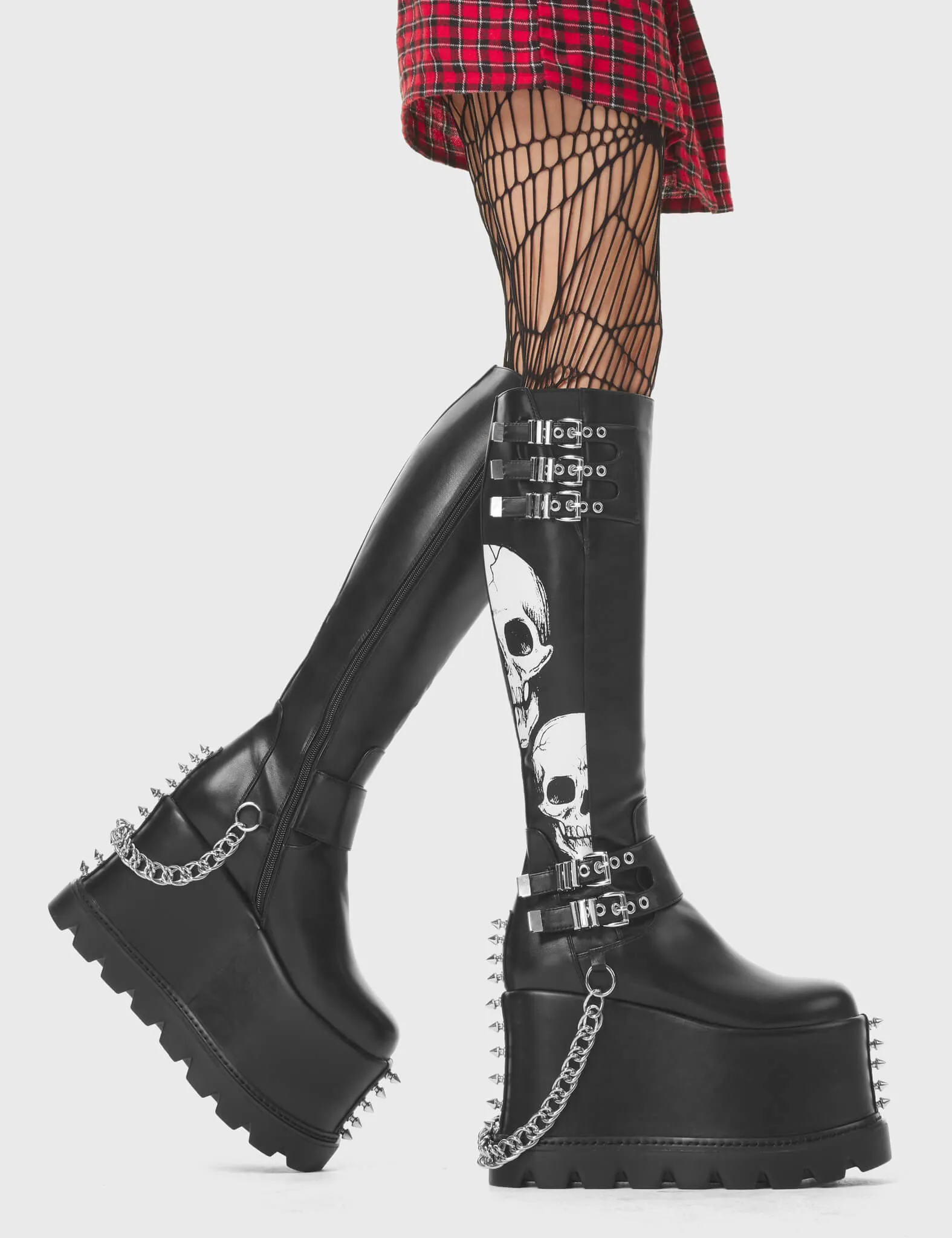 Lamoda A Cut Above Trendy Gothic Skull Platform Boots Black PU Edgy Street sold by Lamoda product image thumbnail 5