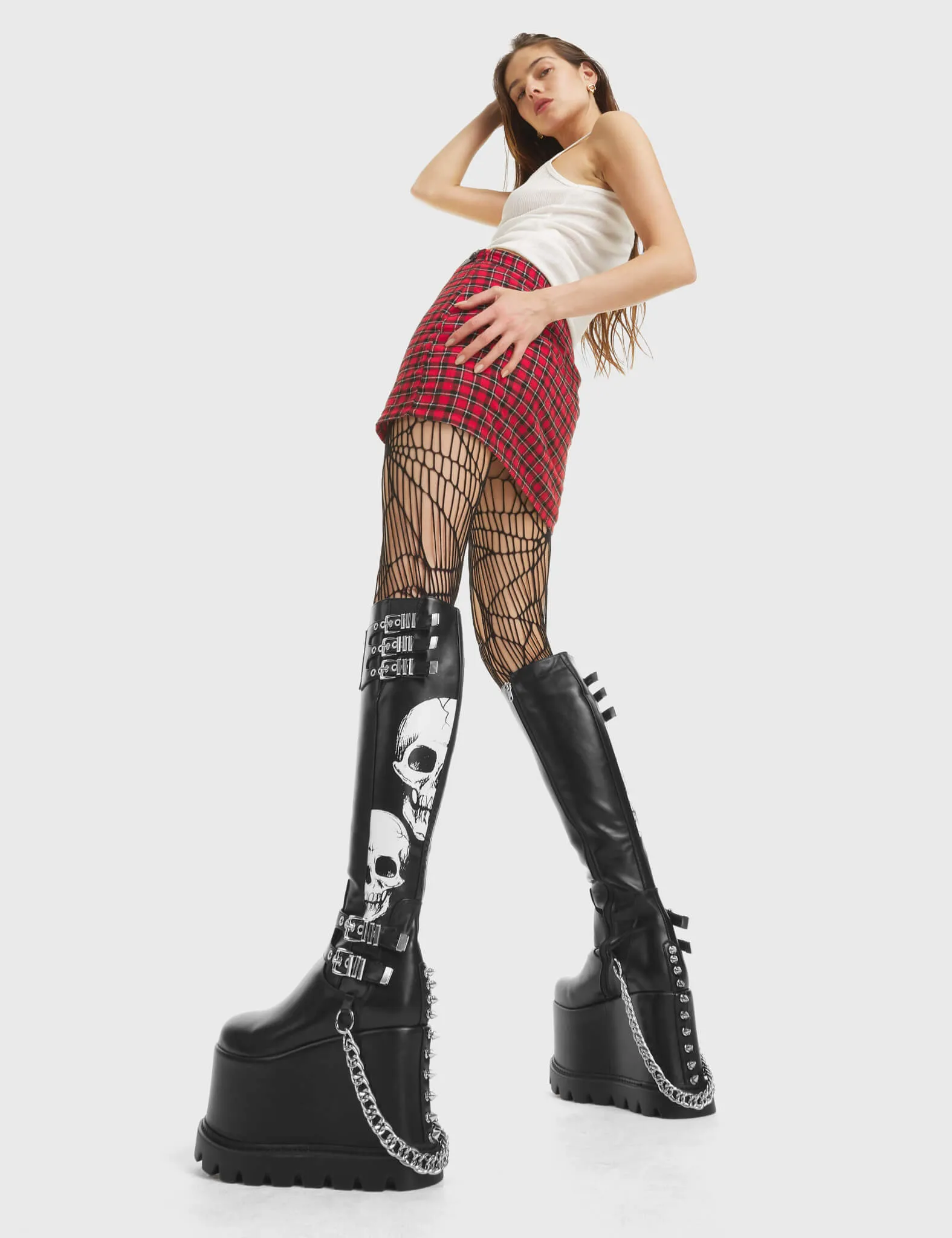 Lamoda A Cut Above Trendy Gothic Skull Platform Boots Black PU Edgy Street sold by Lamoda product image thumbnail 3