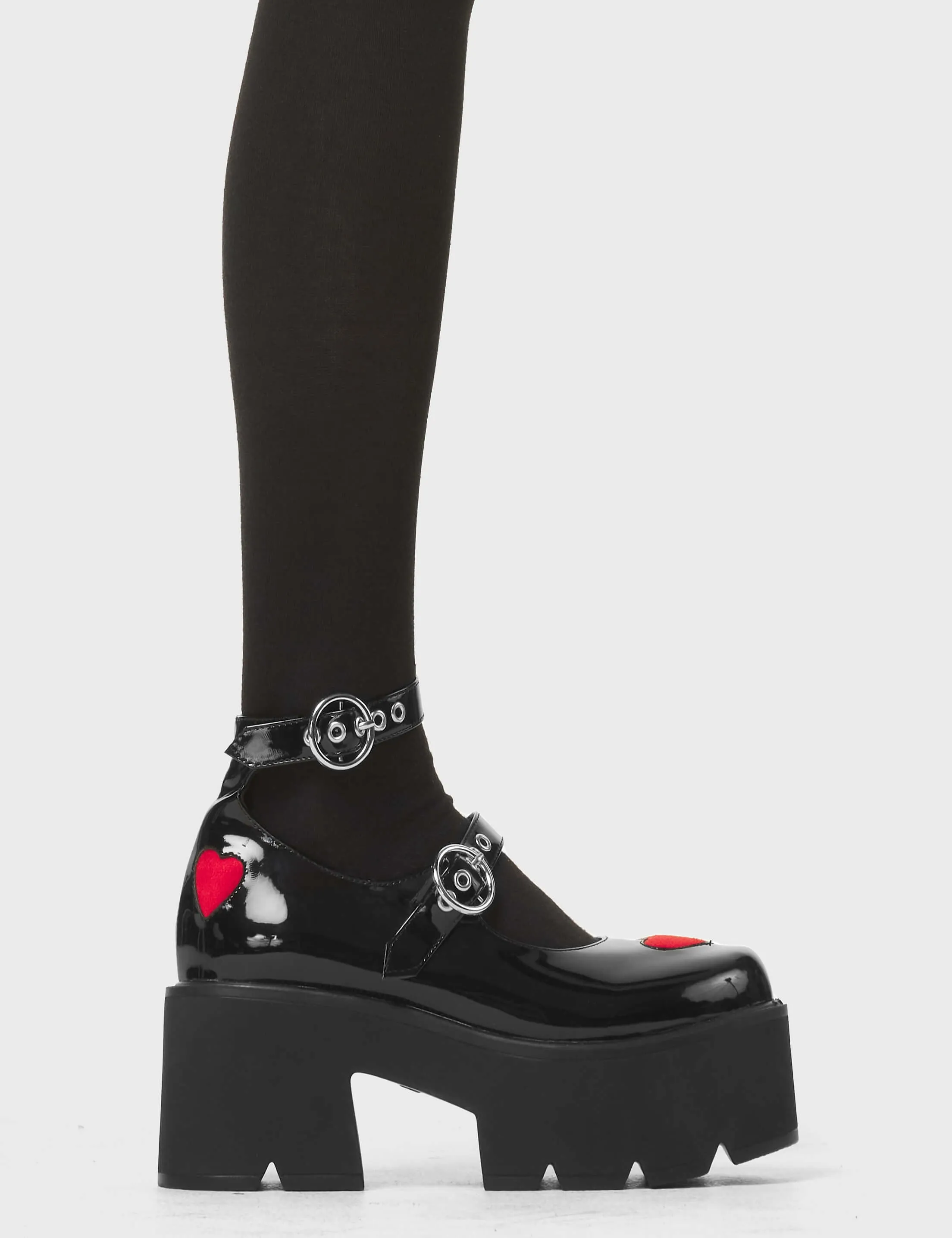 Lamoda Rosey Love BlackPAT Red Chunky Mary Jane Shoes Platform Heels sold by Lamoda