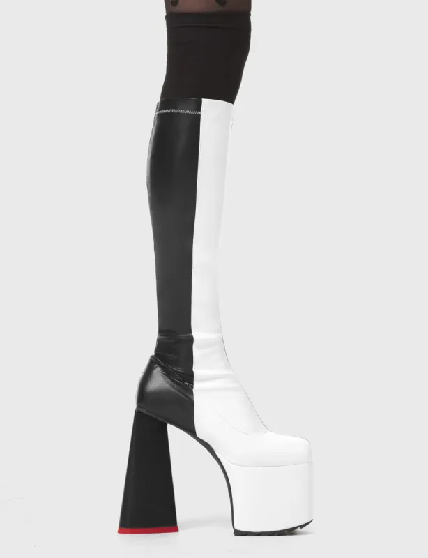 Out The Gate Chunky Platform Knee High Boots made by Lamoda
