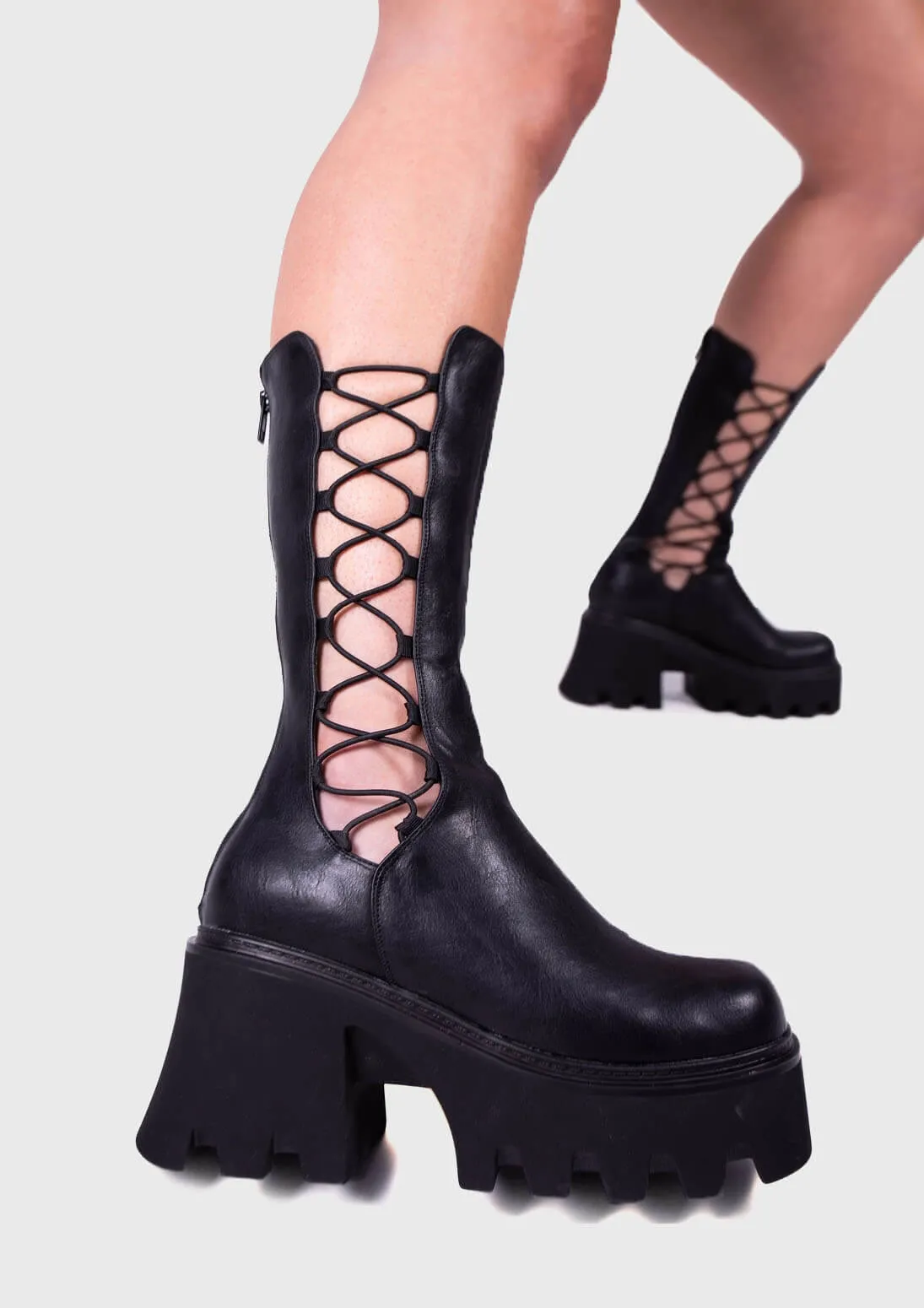 Your Soul Chunky Platform Calf Boots sold by Lamoda