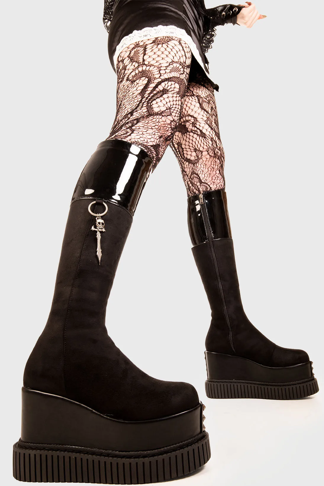 Communication Breakdown Chunky Platform Knee High Boots sold by Lamoda