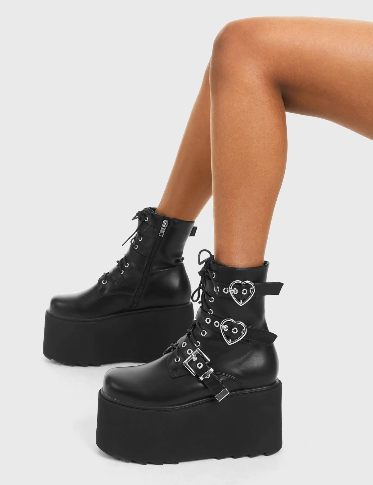 Lamoda Part Time Lover Black Chunky Platform Ankle Boots Gothic Streetwear sold by Lamoda