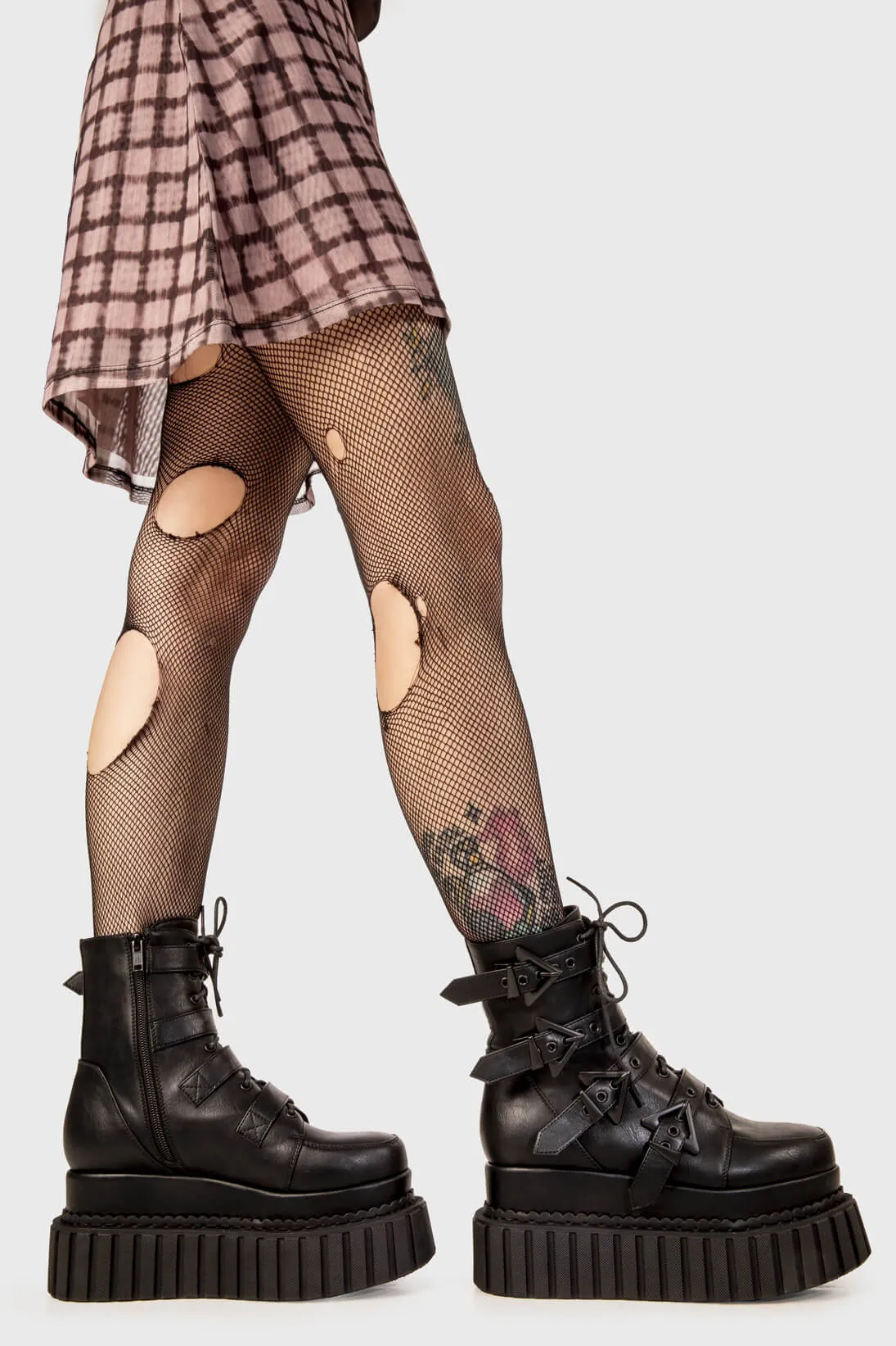 Lamoda Unstable Black PU Chunky Ankle Creeper Boots Gothic Platform Shoes sold by Lamoda product image thumbnail 4