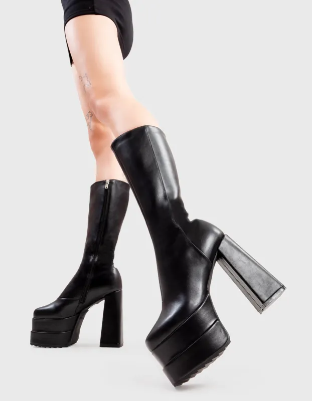 Home Wrecker Platform Calf Boots made by Lamoda