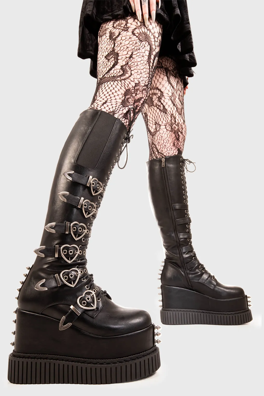 Overkill Chunky Platform Knee High Boots | Parallel