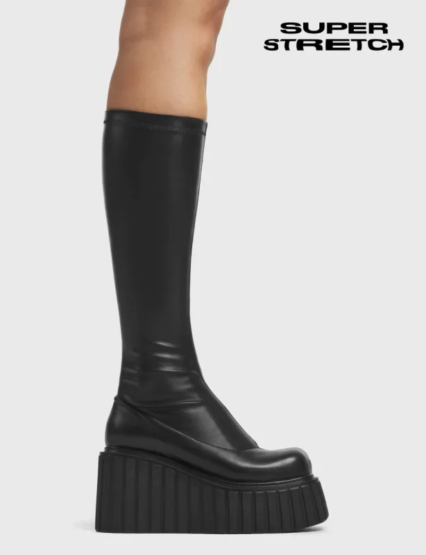 Pillow Talk Super Stretchy Chunky Creeper Platform Knee High Boots sold by Lamoda
