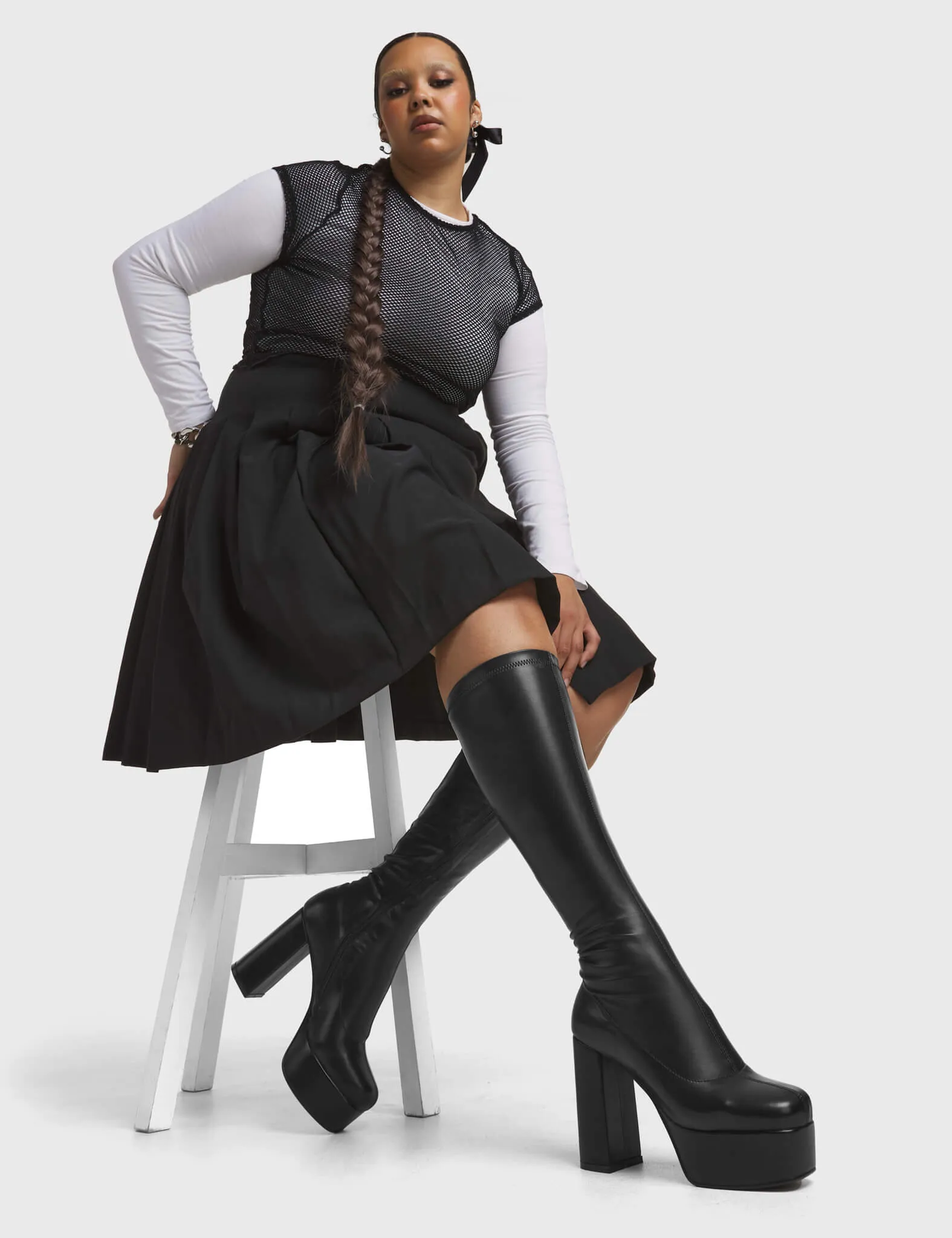 Whatta Showdown Super Stretchy Platform Knee High Boots sold by Lamoda product image thumbnail 3