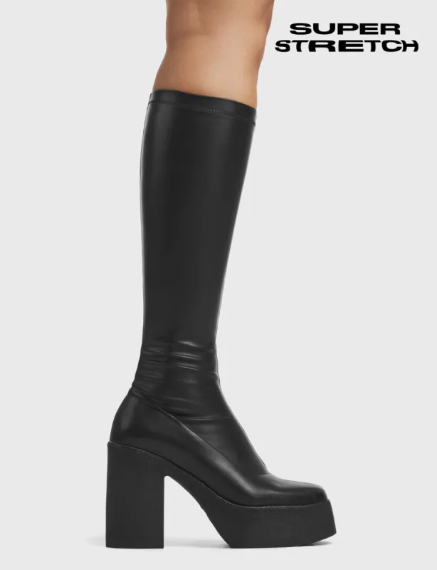 Slick Nicks Super Stretch Platform Knee High Boots sold by Lamoda