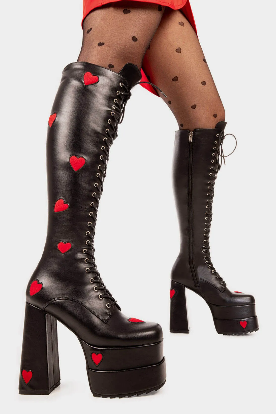 Pucker Up Platform Knee High Boots sold by Lamoda