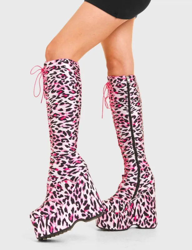 Kiss City Chunky Platform Knee High Boots made by Lamoda