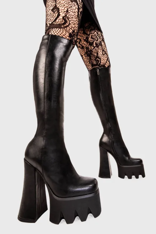 No Games Platform Knee High Boots sold by Lamoda