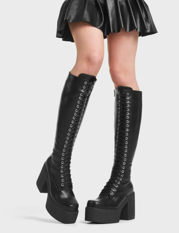 On Smoke Platform Knee High Boots sold by Lamoda