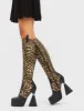 Lamoda Curious Platform Knee High Boots for Women Black PU Leo Stylish sold by Lamoda