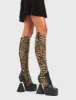 Lamoda Curious Platform Knee High Boots for Women Black PU Leo Stylish sold by Lamoda