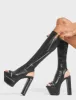 Lamoda Give It Up Black PU Platform Knee High Boots Stylish High Heel sold by Lamoda