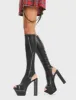 Lamoda Give It Up Black PU Platform Knee High Boots Stylish High Heel sold by Lamoda
