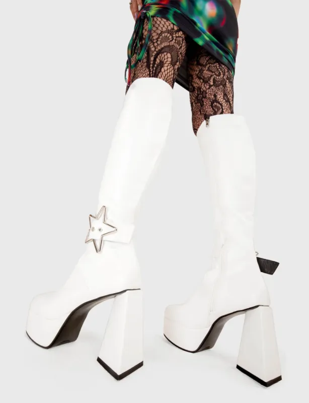 Night Light Platform Knee High Boots sold by Lamoda