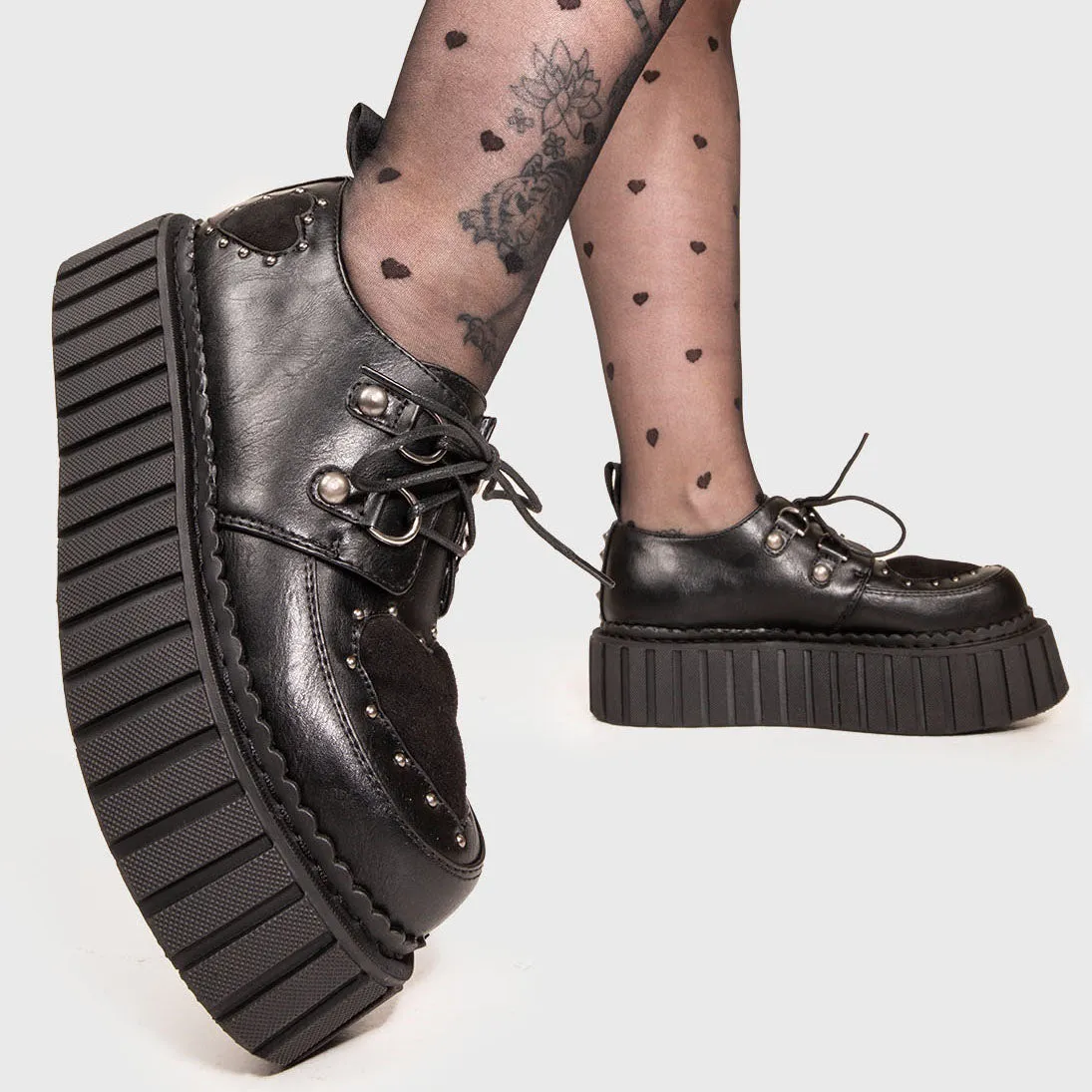 Lamoda Cryptic Love Chunky Black PU Platform Lace-up Creeper Shoes Gothic sold by Lamoda product image thumbnail 5