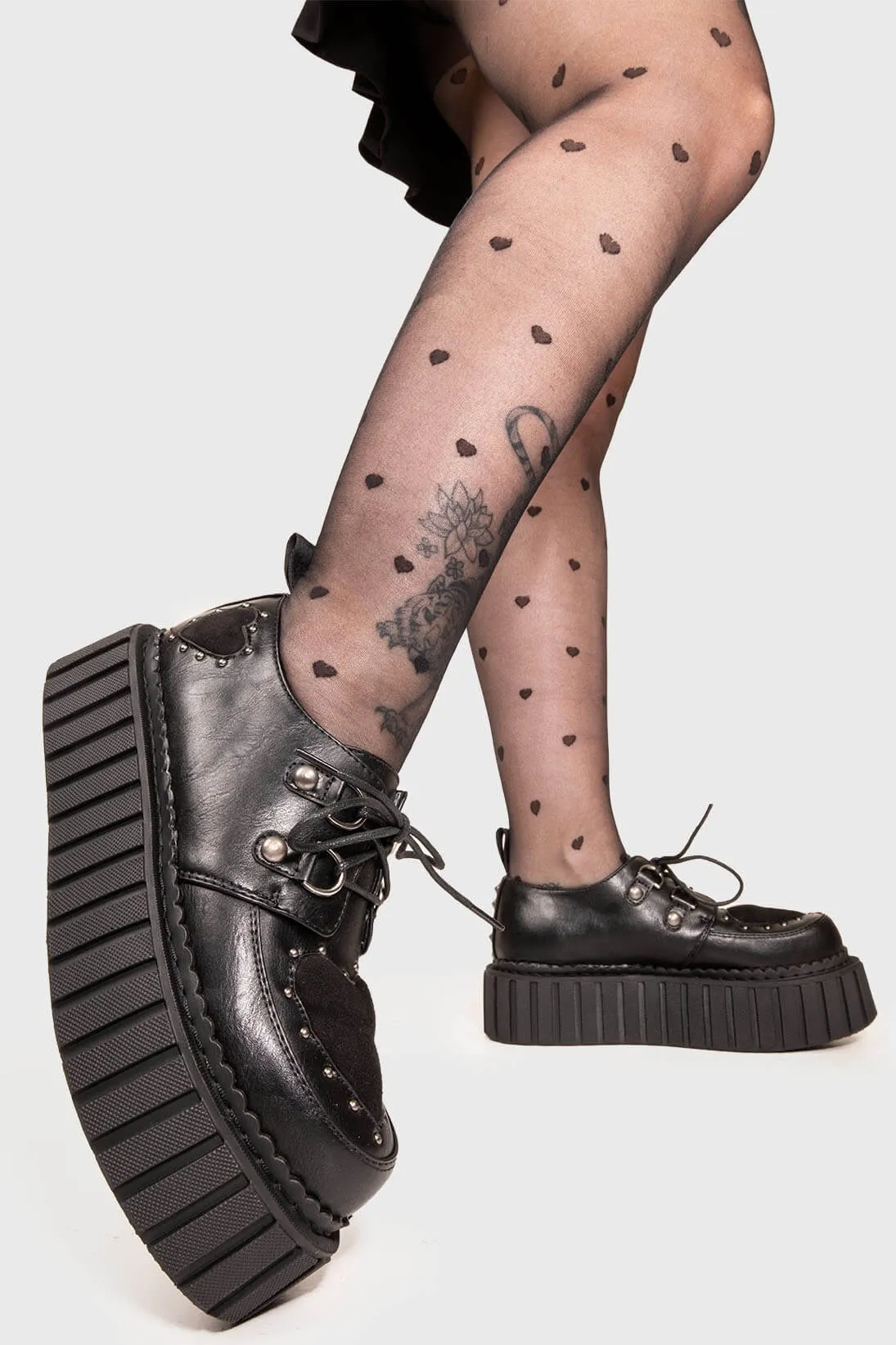 Lamoda Cryptic Love Chunky Black PU Platform Lace-up Creeper Shoes Gothic sold by Lamoda product image thumbnail 2