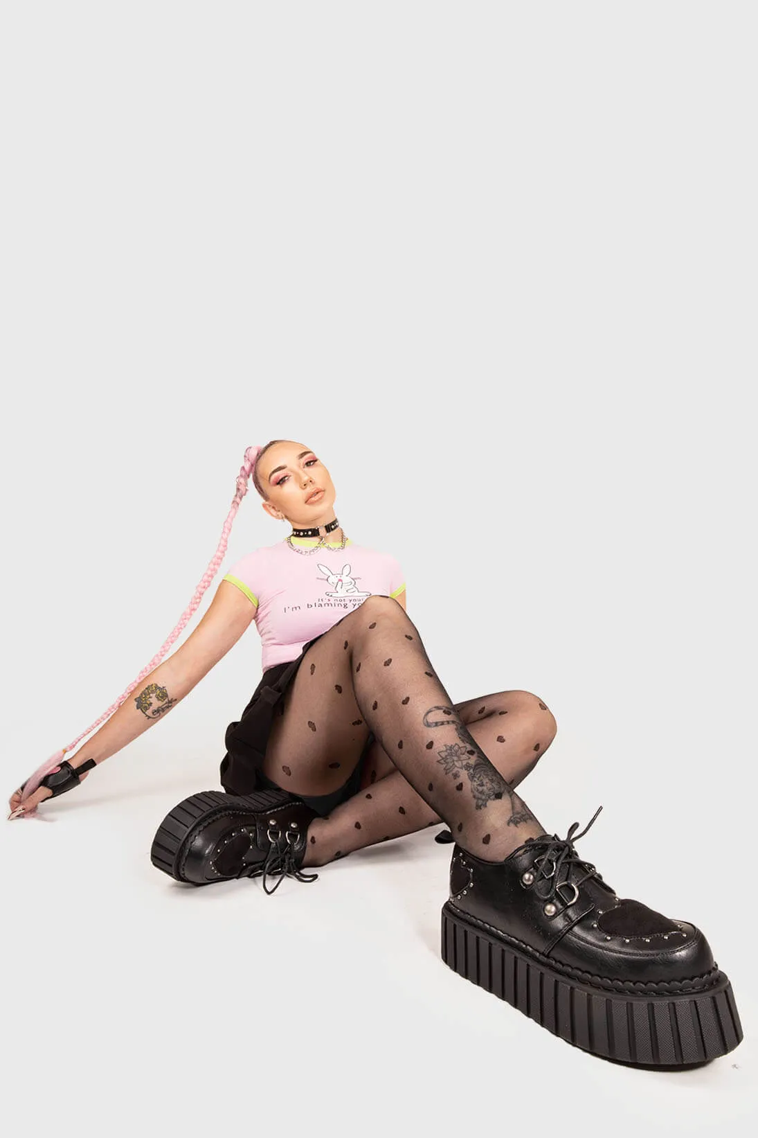 Lamoda Cryptic Love Chunky Black PU Platform Lace-up Creeper Shoes Gothic sold by Lamoda product image thumbnail 4