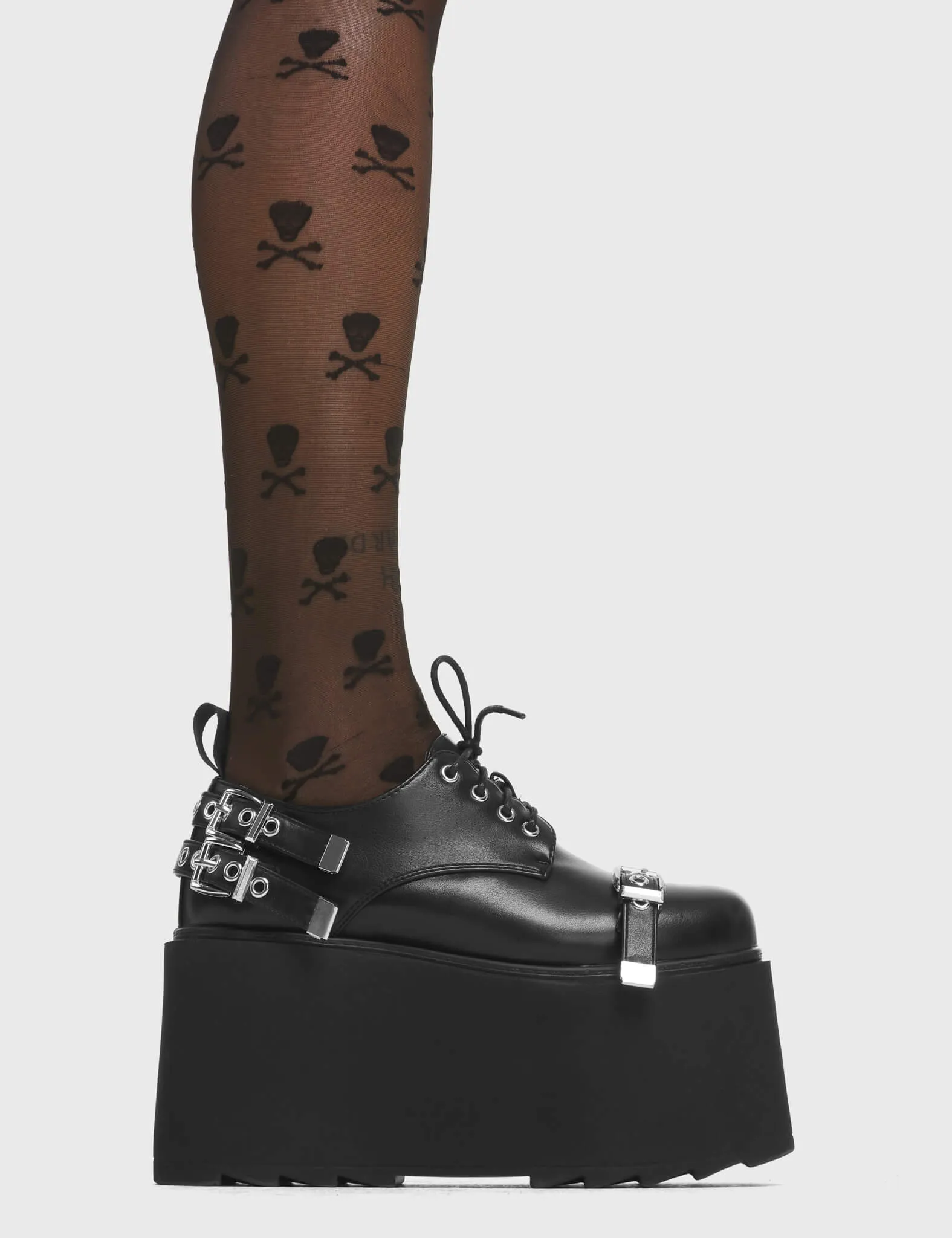 Lamoda Tasty Black PU Chunky Platform Heels Trendy Fashion Statement sold by Lamoda