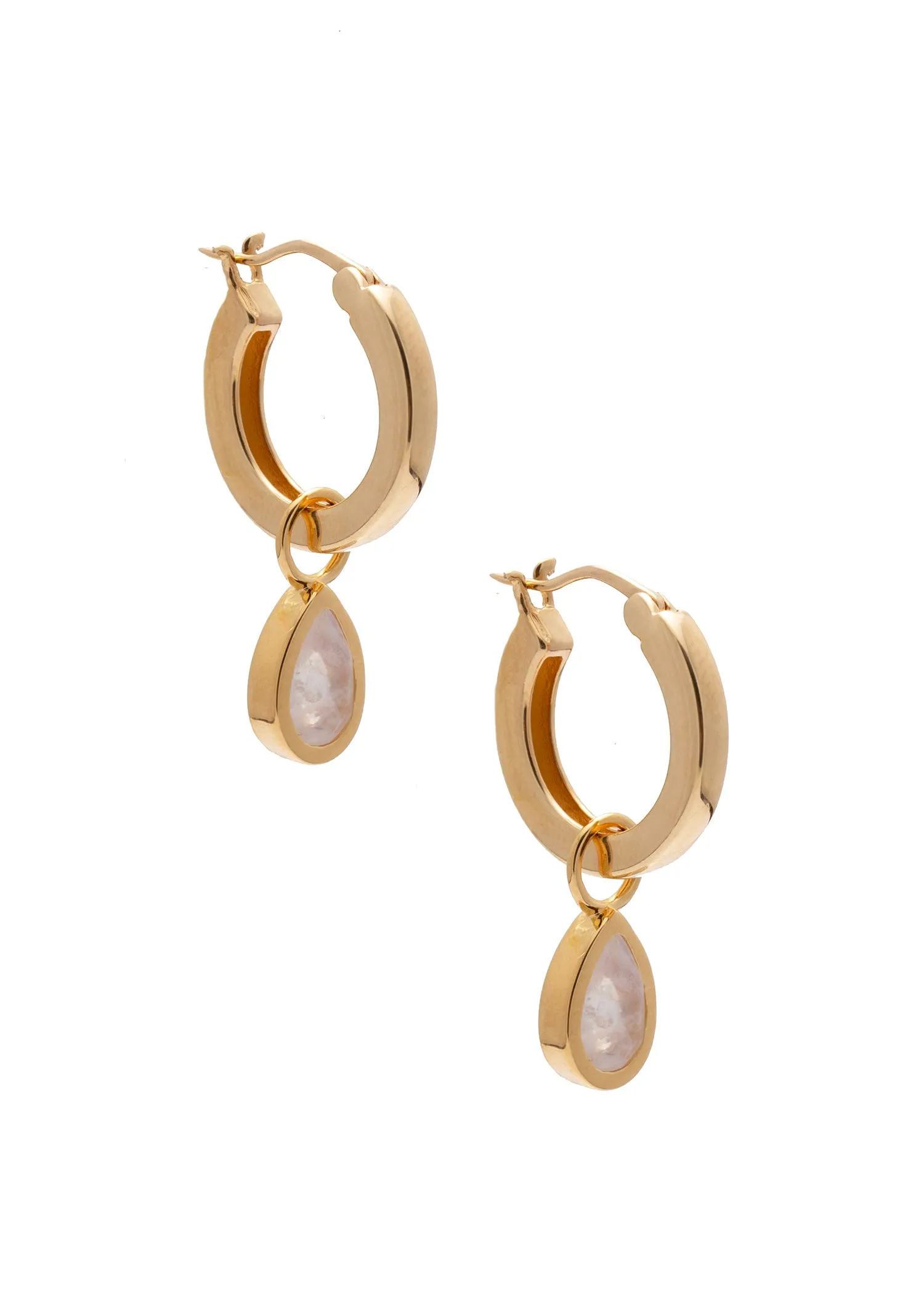 Koy Earrings Moonstone Gold sold by Sarah Mulder Jewelry