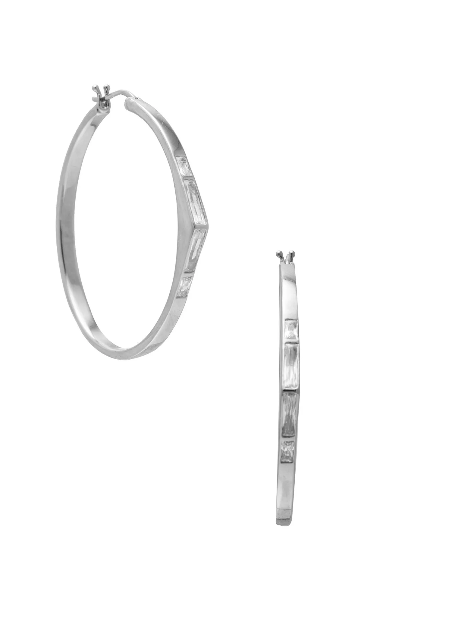 SAMPLE Golden Hour Hoops Rhodium sold by Sarah Mulder Jewelry