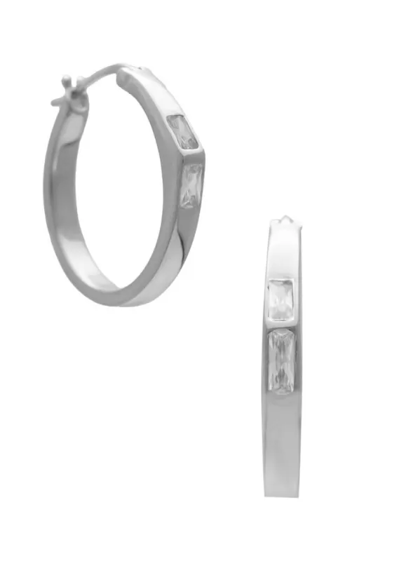 BF DL Small Hoops Rhodium sold by Sarah Mulder Jewelry