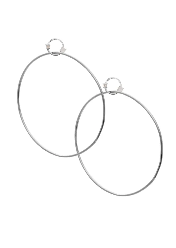 BF Miley Hoops Large Rhodium sold by Sarah Mulder Jewelry
