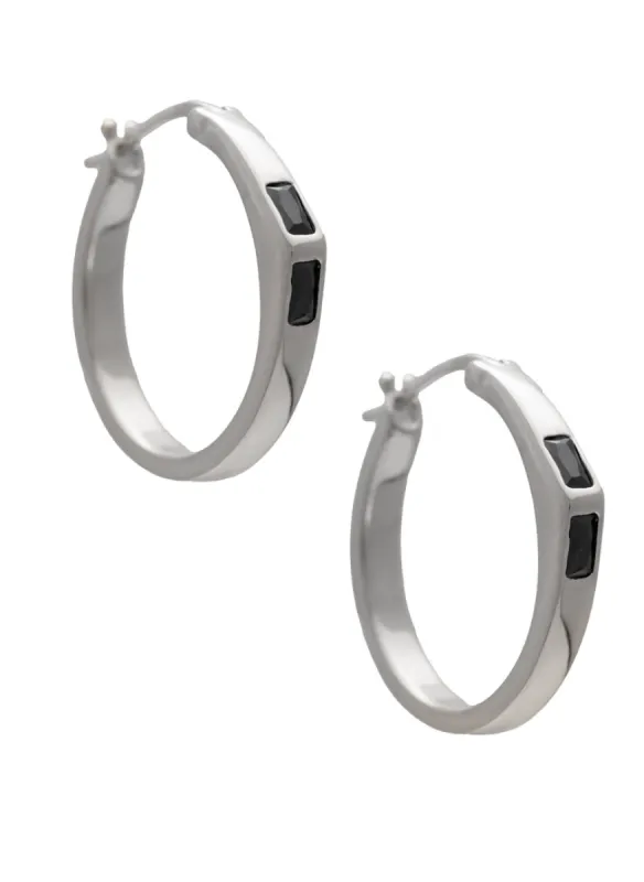 SAMPLE DL Small Hoops Rhodium sold by Sarah Mulder Jewelry